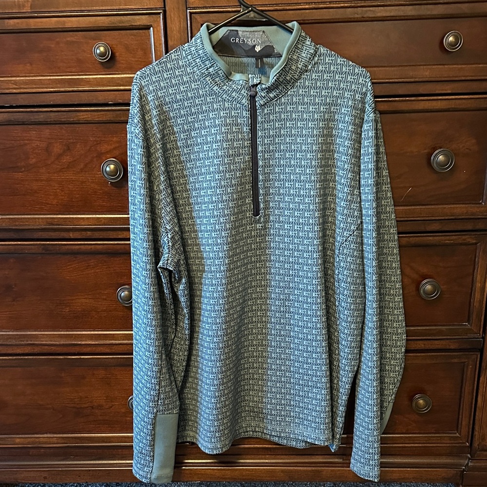 Greyson Patterned Zip-Up Sweater in Gray